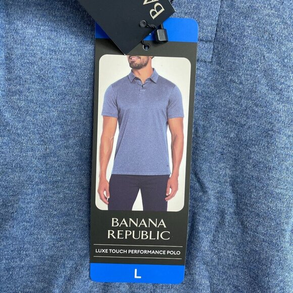 NEW Banana Republic Men's L Luxe Touch Performance Polo Shirt Blue - Picture 6 of 7